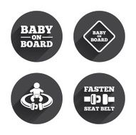 Baby on board icons Infant caution signs N19