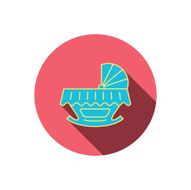 Baby cradle bed icon Crib or cot sign N11