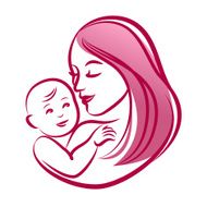 Mother with her baby outline vector silhouette N2