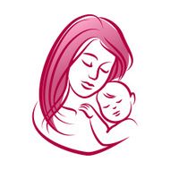 Mother with her baby outline vector silhouette N3