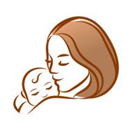 Mother with her baby outline vector silhouette N4