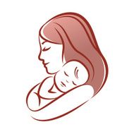 Mother with her baby outline vector silhouette N5