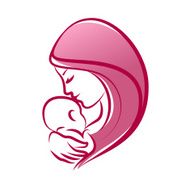 Mother with her baby outline vector silhouette N6