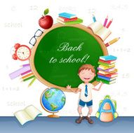 Back to school illustration with happy pupil