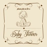 baby shower card with retro toy N3