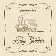 baby shower card with retro toy N4