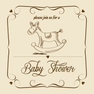 baby shower card with retro toy N5