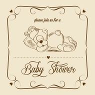 baby shower card with retro toy N6