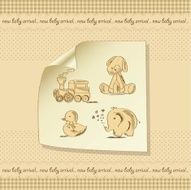 baby shower card with retro toys N15