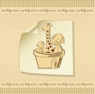 baby shower card with retro toys N17