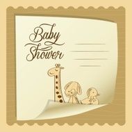 baby shower card with retro toys N18