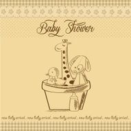 baby shower card with retro toys N19