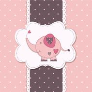 Cute pink baby background with elephant