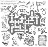 Vector colorless crossword education game for children about pi