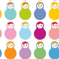 Russian dolls matryoshka on white background pastel colors