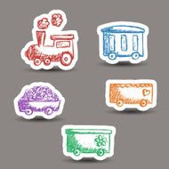 Train doodle stickers
