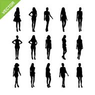 Sexy lady silhouettes vector set 6