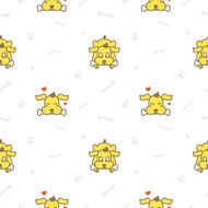 Vector cartoon yellow dog with bone seamless pattern