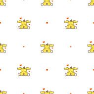 Vector cartoon yellow dog with a bone seamless pattern