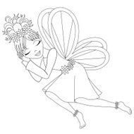 Cute fairy in dress with wings is sleeping