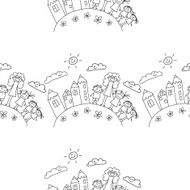 Vector seamless pattern Kids school and education N3