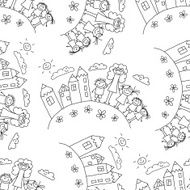 Vector seamless pattern Kids school and education N6
