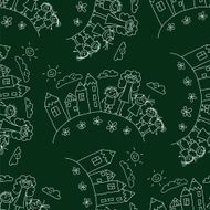 Vector seamless pattern Kids school and education N7