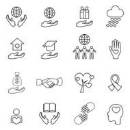 charity and donation line icons set N2