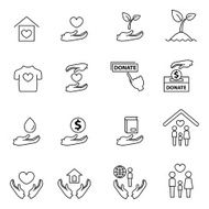 charity and donation line icons set N3