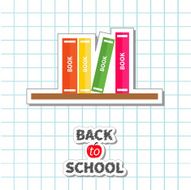 Back to school card Stack of books Flat