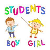 school kids - cute boy and girl