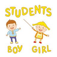 school kids - cute boy and girl N2