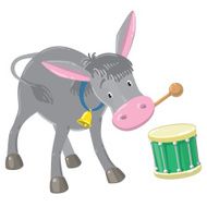 Funny gray drumming donkey