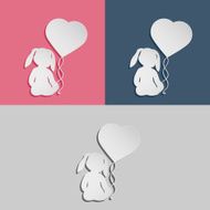 Rabbit child with heart balloon