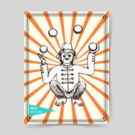 Sketch mokey juggler in vintage style N2