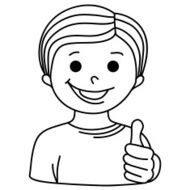 Cartoon Smiling Boy showing thumb up