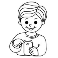 Smiling boy texting with cellular phone