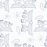 Vector seamless pattern Kids school and education N10