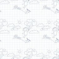 Vector seamless pattern Kids school and education N14