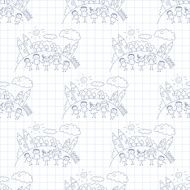 Vector seamless pattern Kids school and education N20