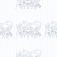 Vector seamless pattern Kids school and education N24