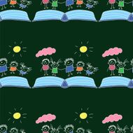 Vector seamless pattern Kids school and education N30
