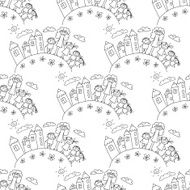 Vector seamless pattern Kids school and education N31