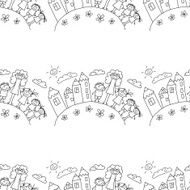 Vector seamless pattern Kids school and education N33