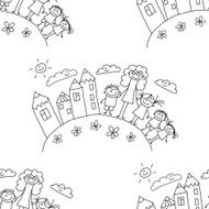 Vector seamless pattern Kids school and education N35