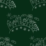Vector seamless pattern Kids school and education N36