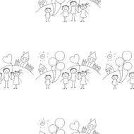 Vector seamless pattern Kids school and education N44