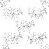 Vector seamless pattern Kids school and education N45