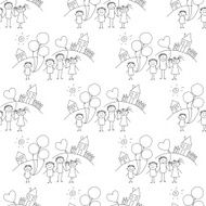 Vector seamless pattern Kids school and education N47