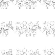 Vector seamless pattern Kids school and education N48